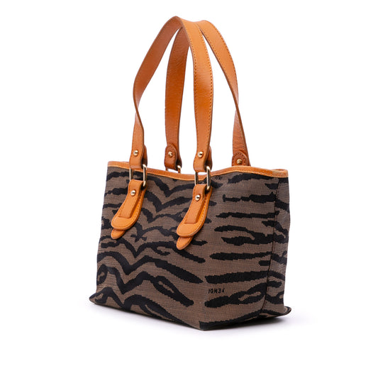 Fendi Zebra Print Canvas Handbag