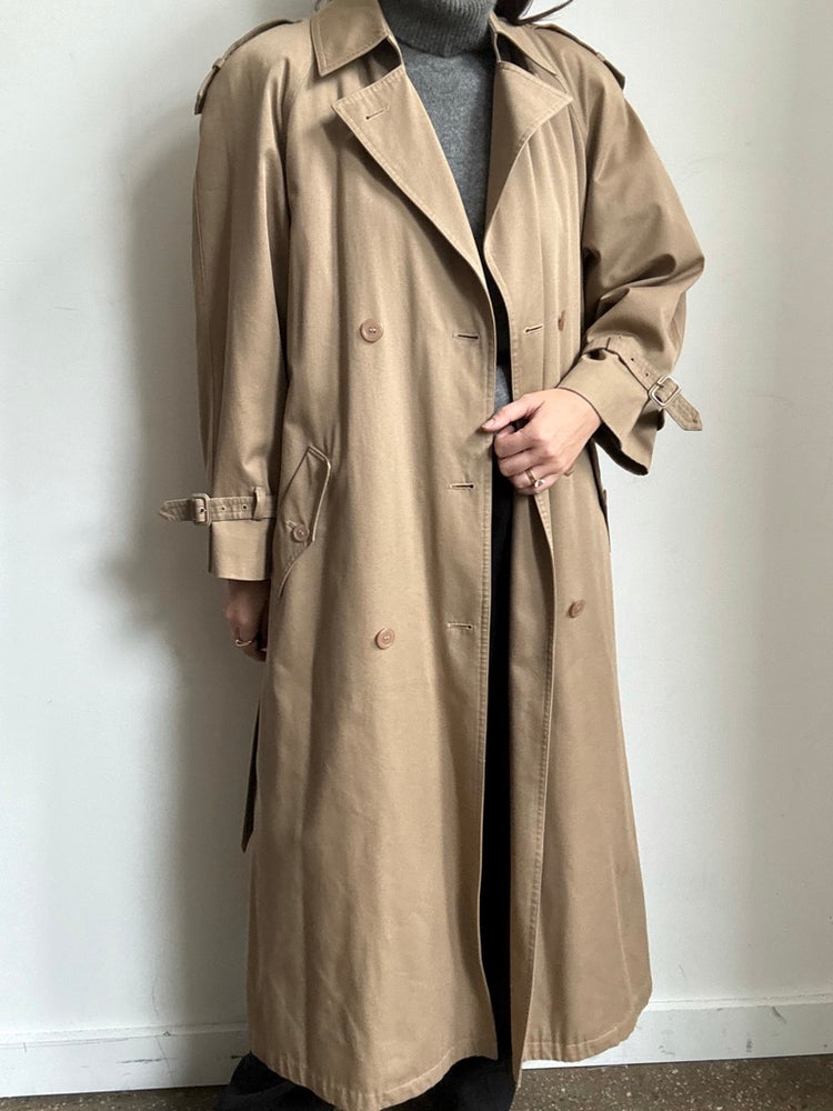 Vintage Classic Belted Beige Trench Size Medium