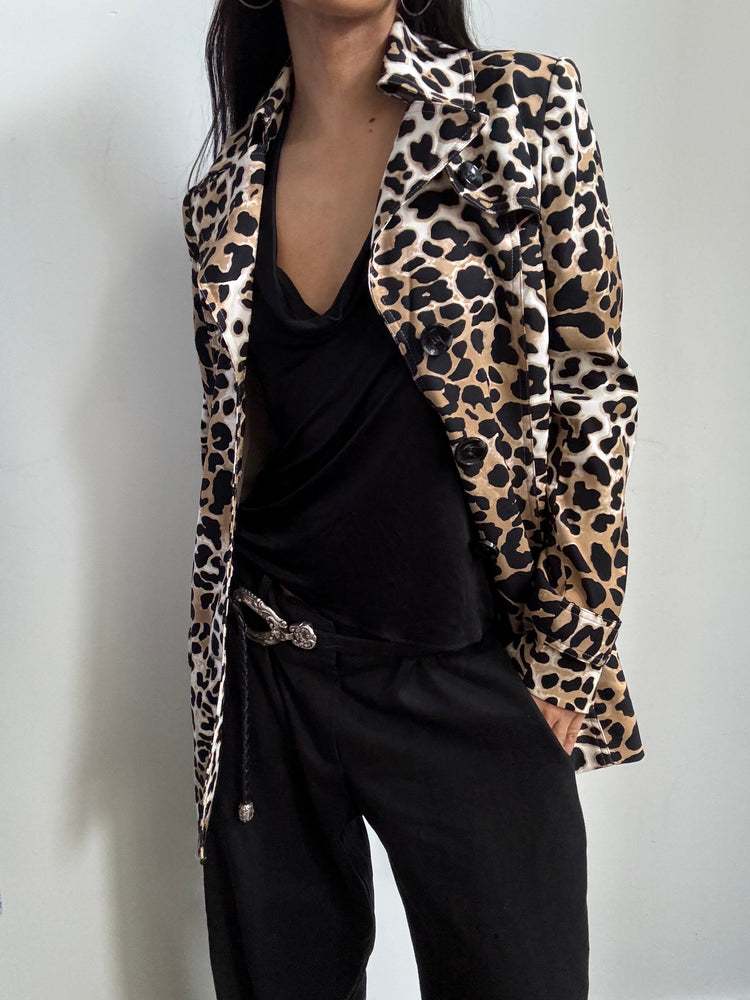 Vintage Leopard Print Belted Trench Size XS