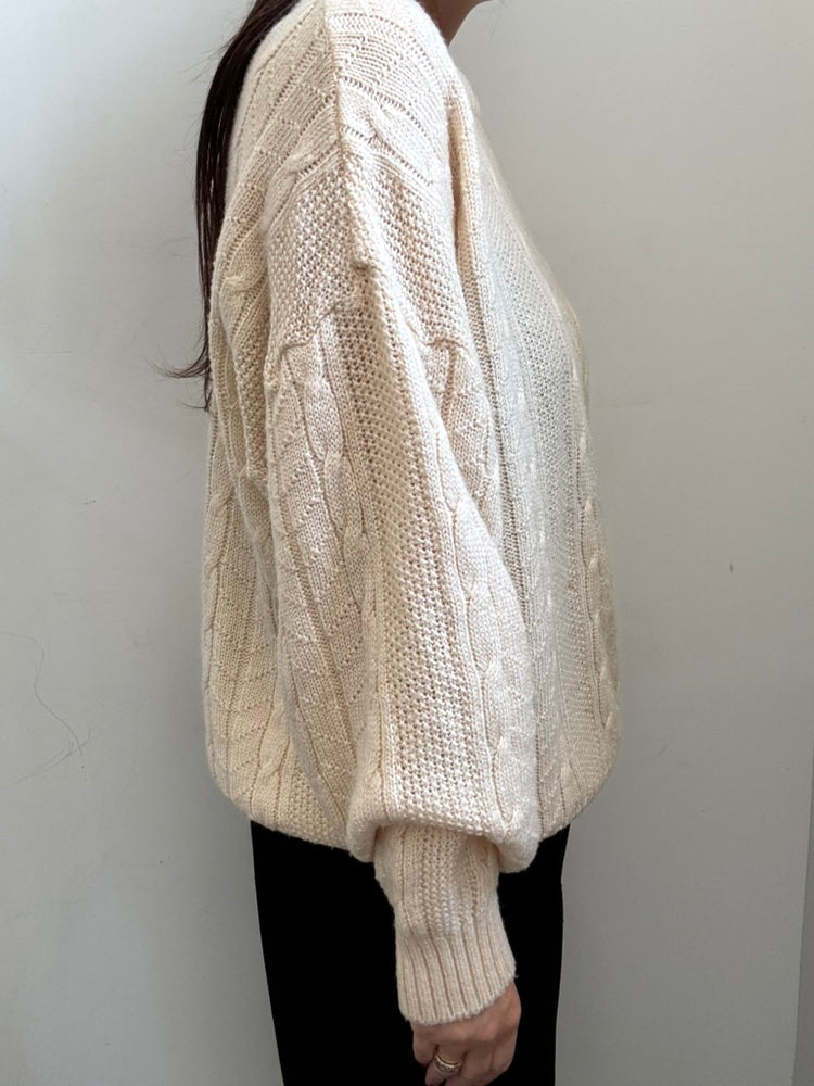 Vintage Cream Wool Blend Sweater Size Large