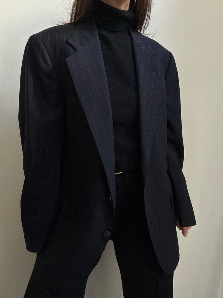 Vintage Ralph Lauren Navy Pinstripe Blazer Size Medium