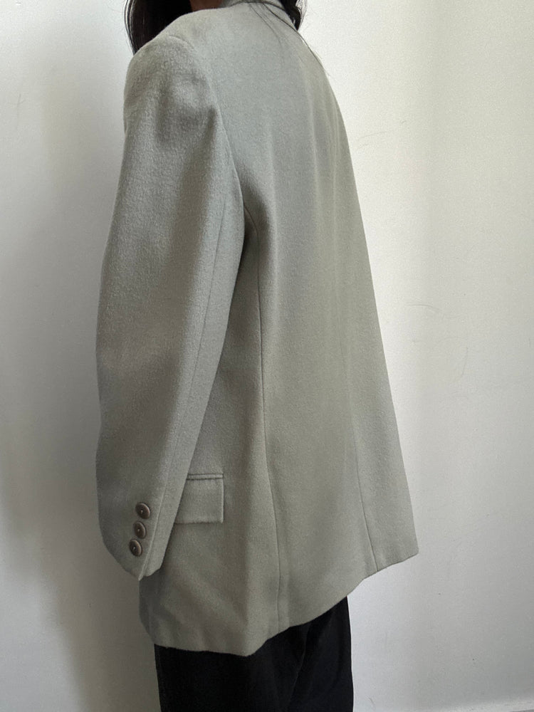 Vintage Green Cashmere Single-Breasted Blazer Size Large