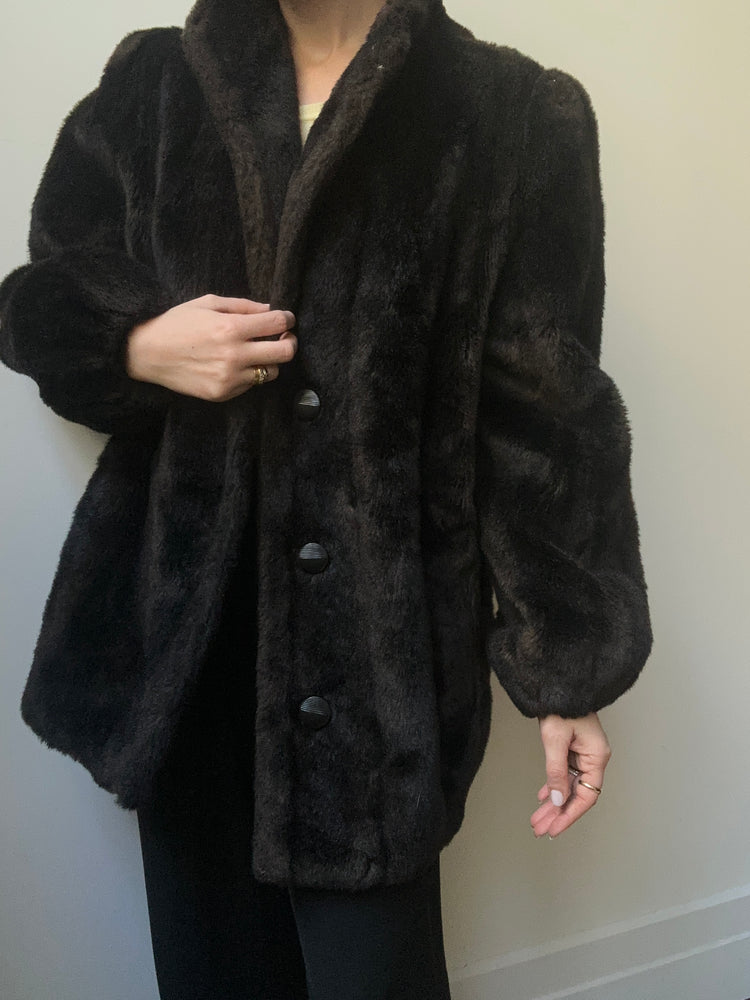 Vintage Brown Faux Fur Jacket Medium