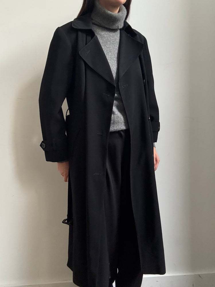 Vintage Petite Black Woman's Trench Coat Size Small