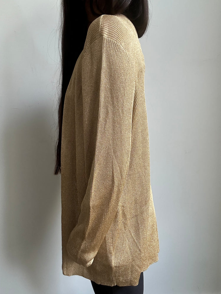 Vintage Ralph Lauren Gold Shimmery Cardigan Size 2XL
