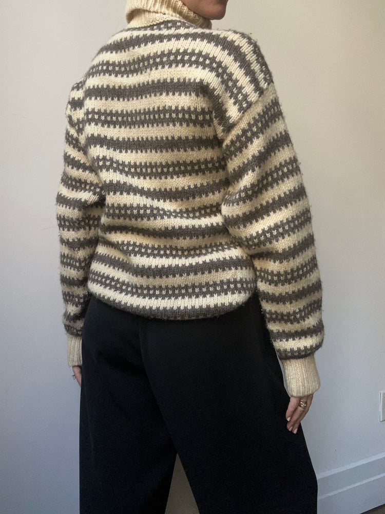 Vintage Wool Striped Turtleneck Sweater Size Small