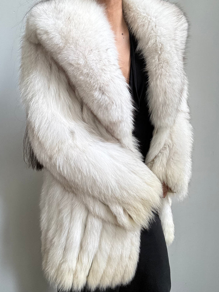 Vintage Silver Fox Fur Coat Size XS