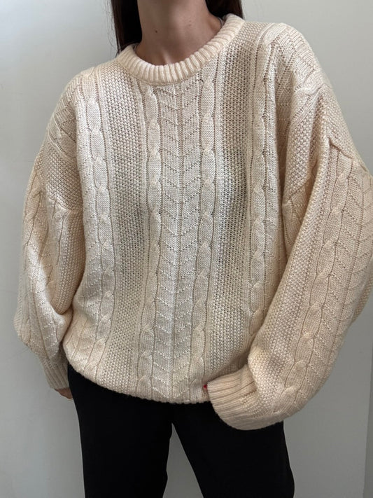 Vintage Cream Wool Blend Sweater Size Large
