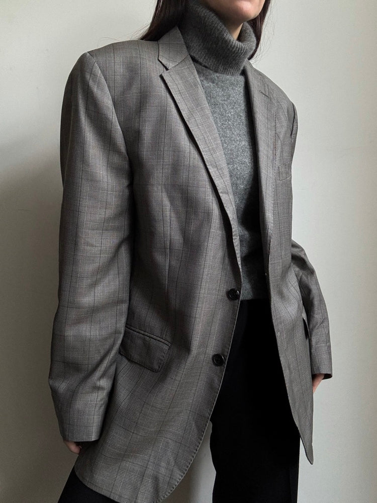 Vintage Saks Grey Plaid Blazer Size Large