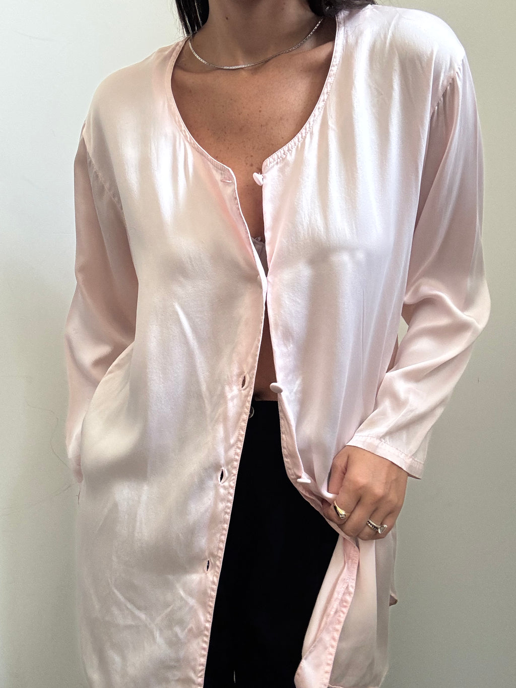 Vintage Victoria’s Secret Silk Light Pink Blouse Size Small