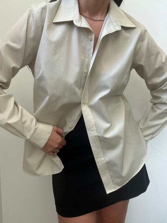 Vintage Tan Women's Button Up SIze Medium