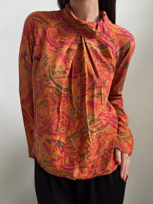 Vintage Silk Multicolored Top Size Small