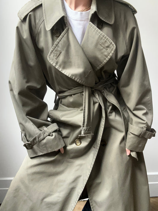 Vintage Burberry Olive Green Trench Size L