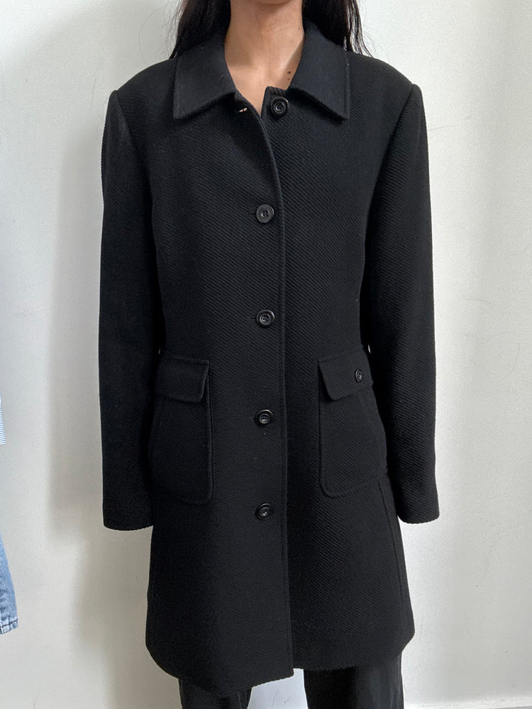 Vintage Black Structured Trench Size Large