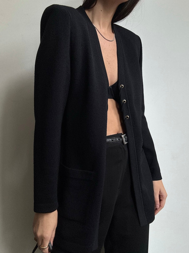 Vintage St. John Black Structured Cardigan