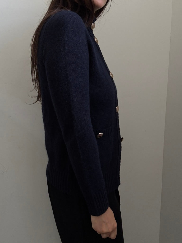 Vintage Bloomingdale's Cashmere Navy Cardigan Size XS