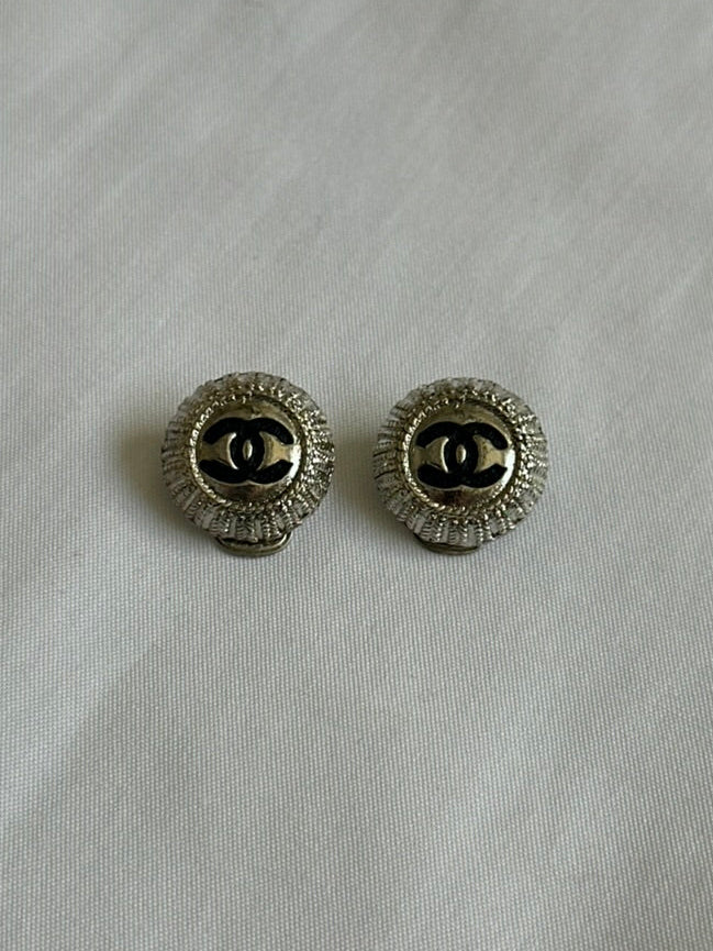 Vintage 2010 Silver and Black Chanel Earrings
