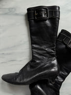 Vintage Miu Miu Knee-High Black Leather Heeled-Boot Size 6