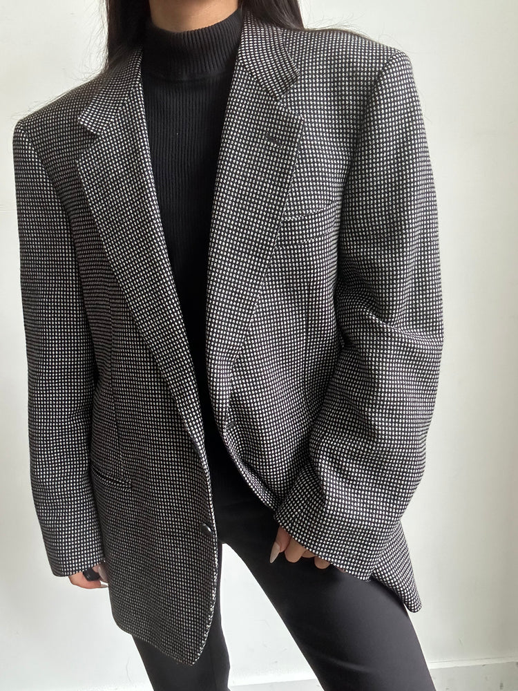 Vintage Italian Black + White Dot Blazer Size Large