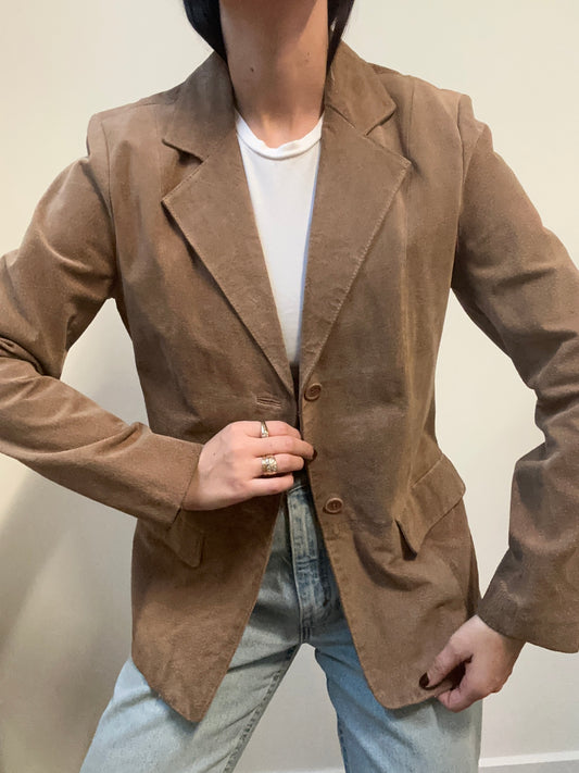 Vintage Tan Two Button Suede Blazer Size 4