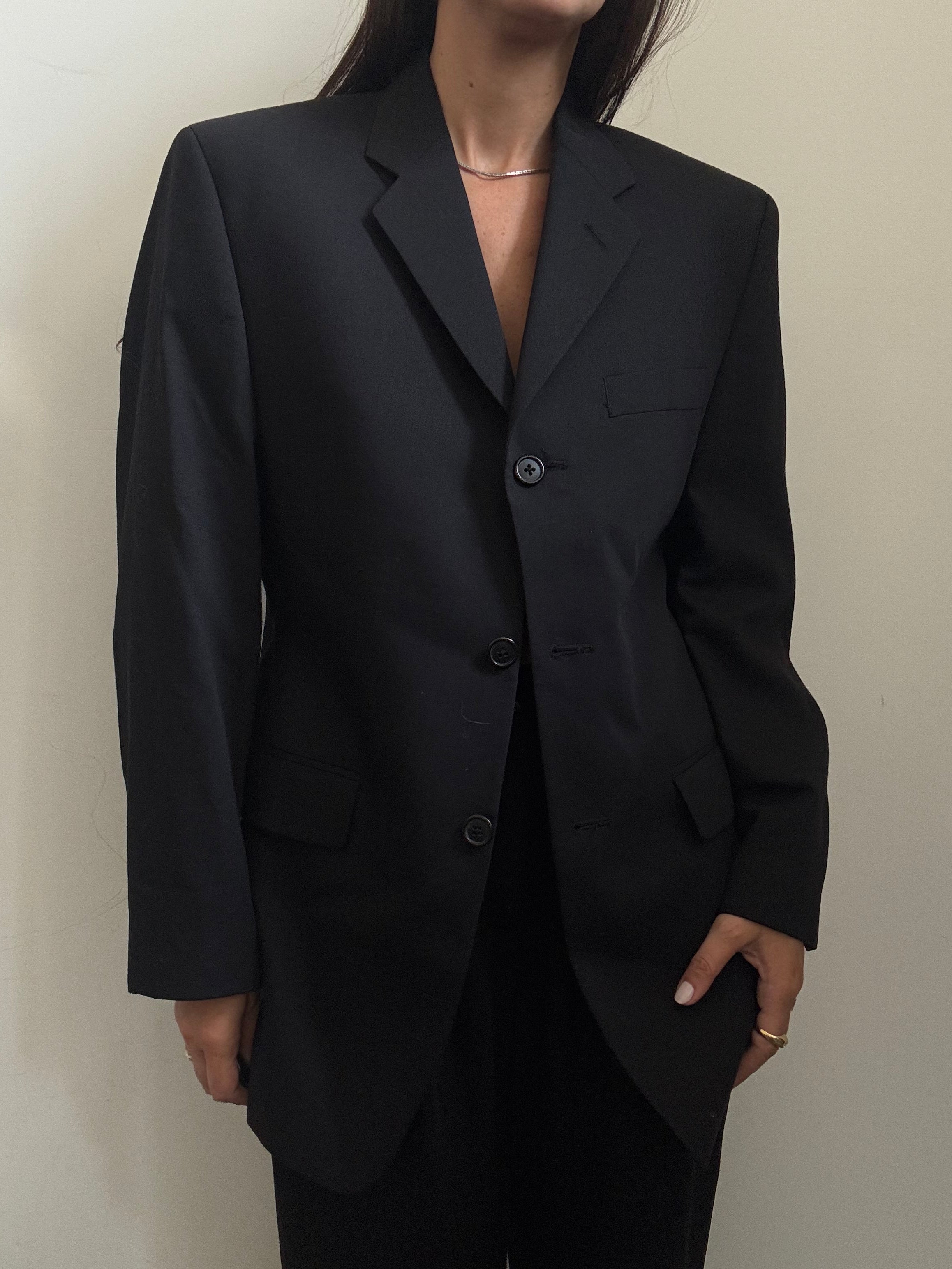 Vintage Calvin Klein Black Wool Blazer Size Medium