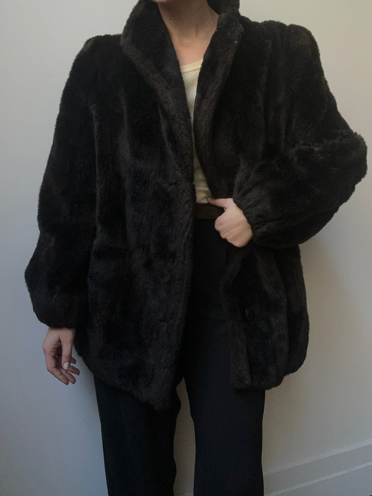 Vintage Brown Faux Fur Jacket Medium