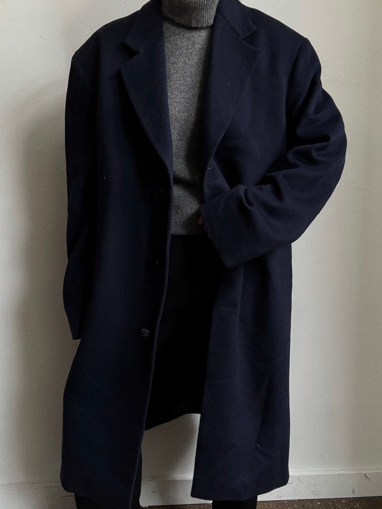 Vintage Navy Blue Cashmere Trench Size Large