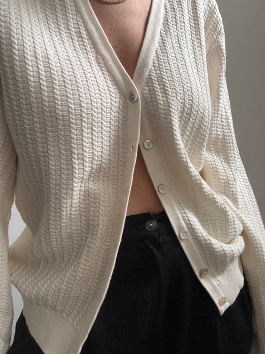 Vintage Ivory Button up Cardigan Size Large