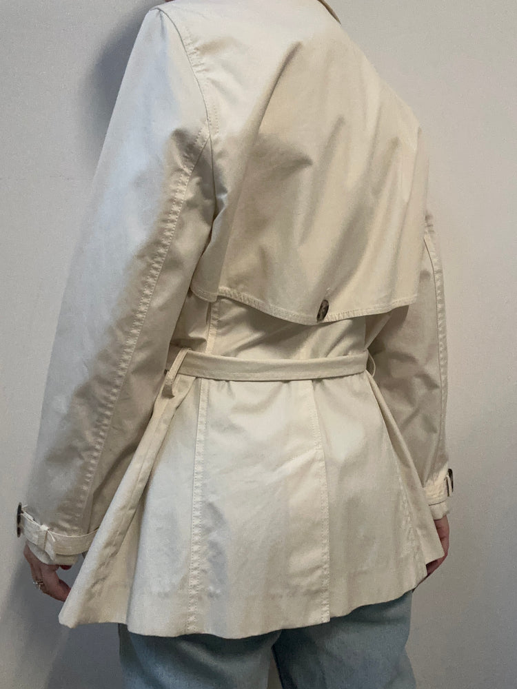 Vintage Saks Fifth Avenue Cream Belted Trench Size 10