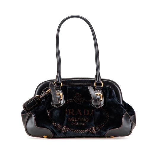 Prada Velvet Logo Frame Shoulder Bag