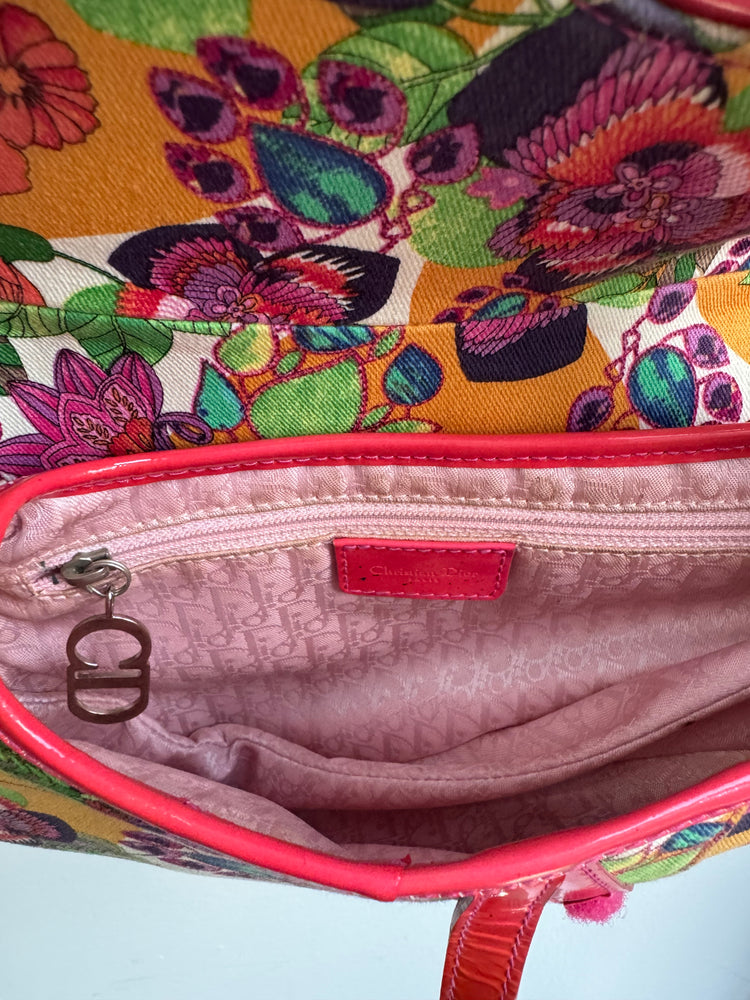 Vintage Dior 2004 Multicolor Floral Glamour Saddle Bag
