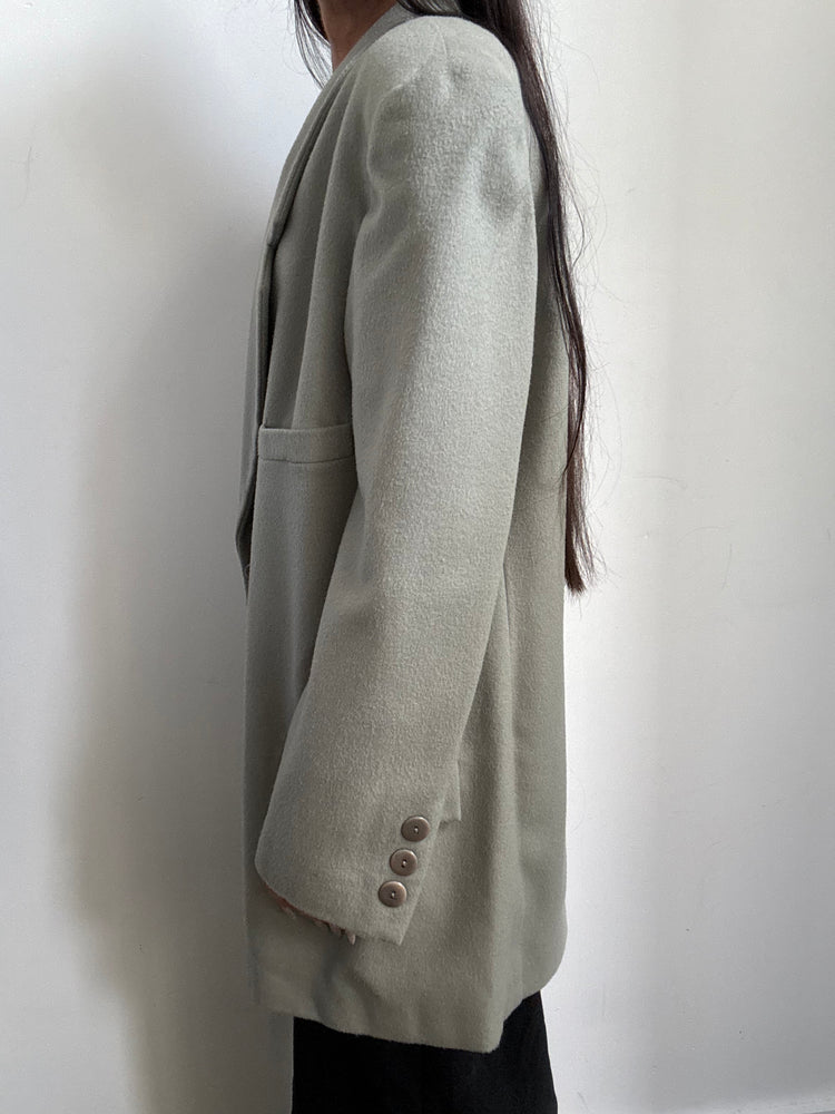 Vintage Green Cashmere Single-Breasted Blazer Size Large
