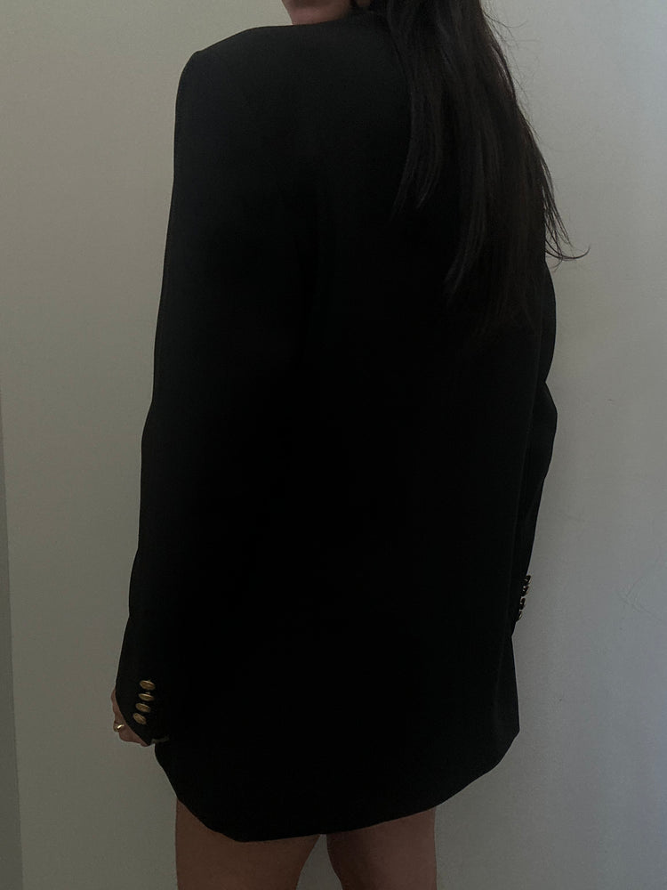 Vintage Twill Black Blazer With Gold Buttons Size Medium