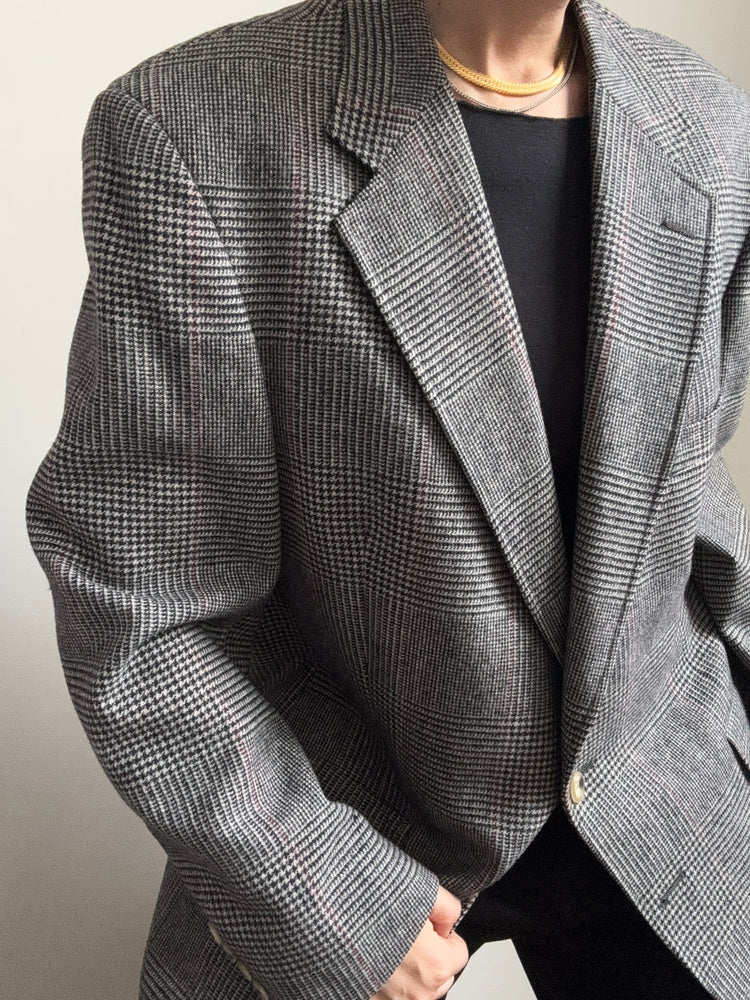 Vintage Houndstooth and Plaid Blazer Size Large