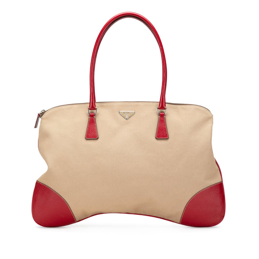 Vintage Prada Trimmed Canvas Tote