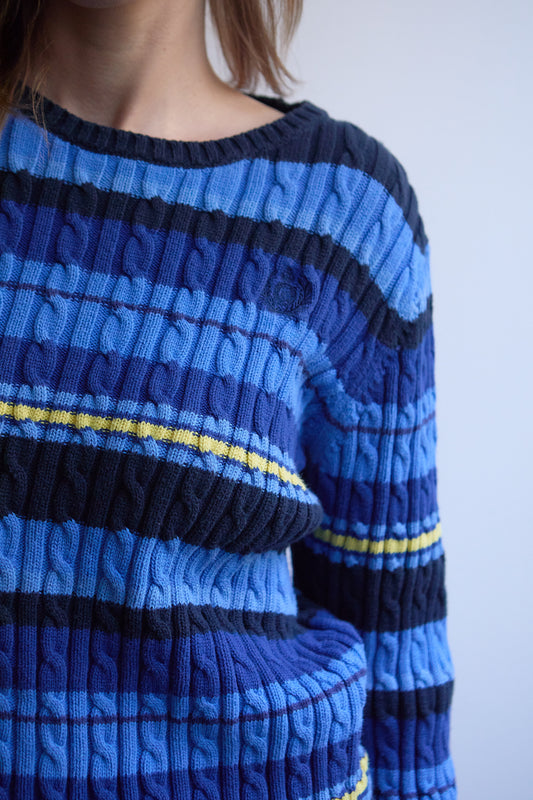 Vintage Liz Claiborne Blue Striped Sweater Size M