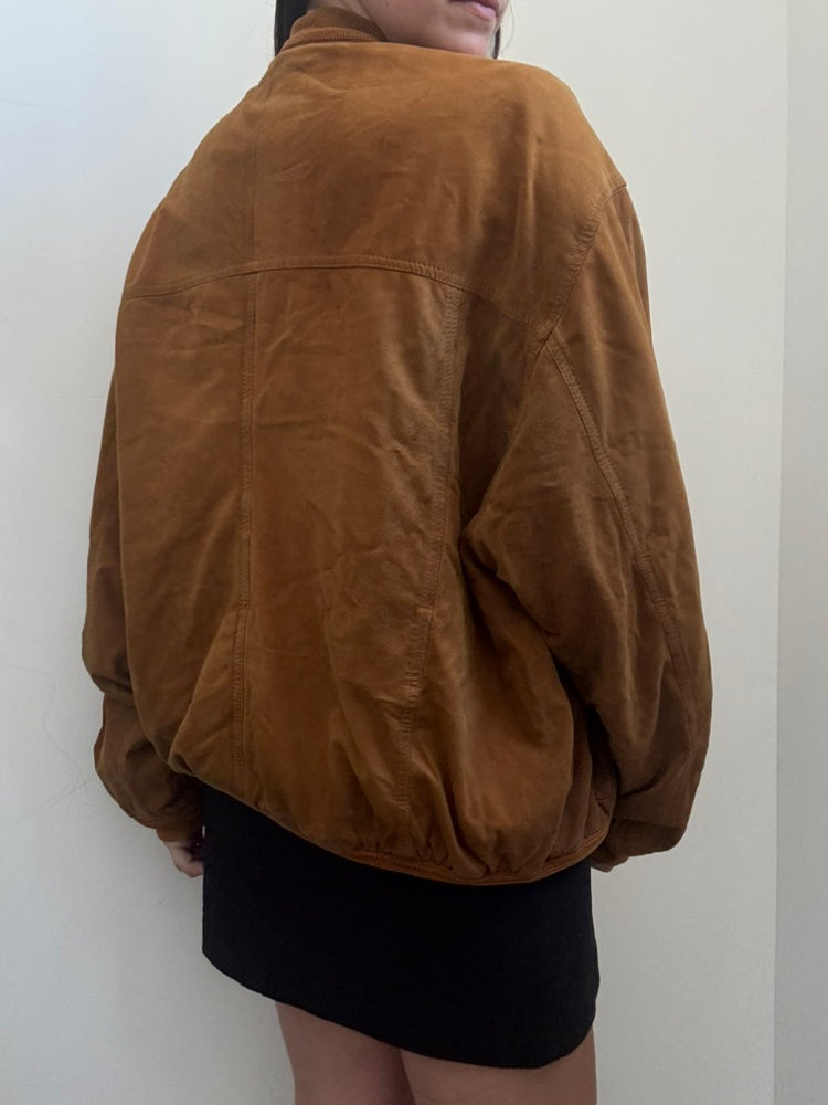 Vintage Brown Italian Suede Bomber Size Medium