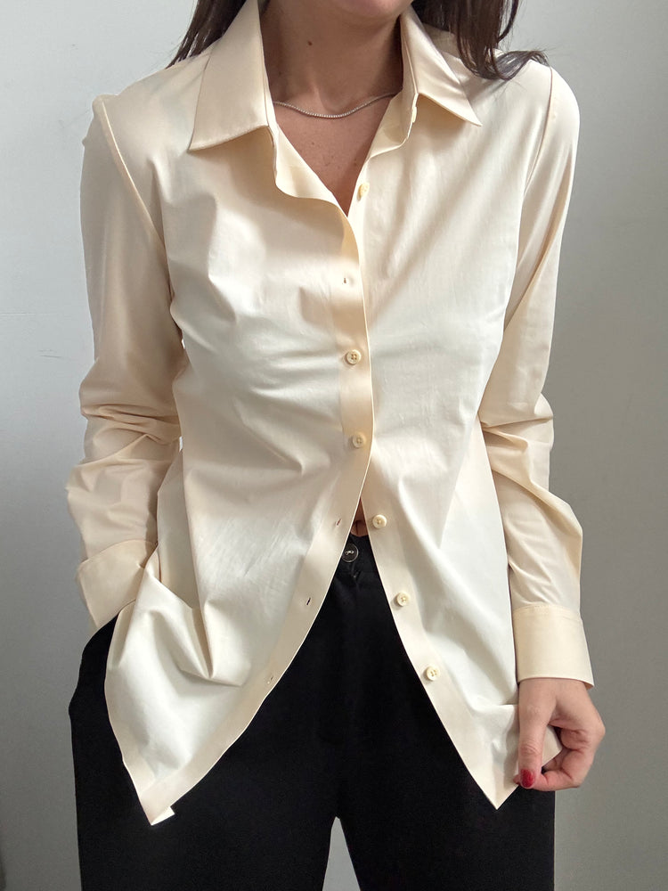 Vintage Cream Button Up Blouse Size Medium