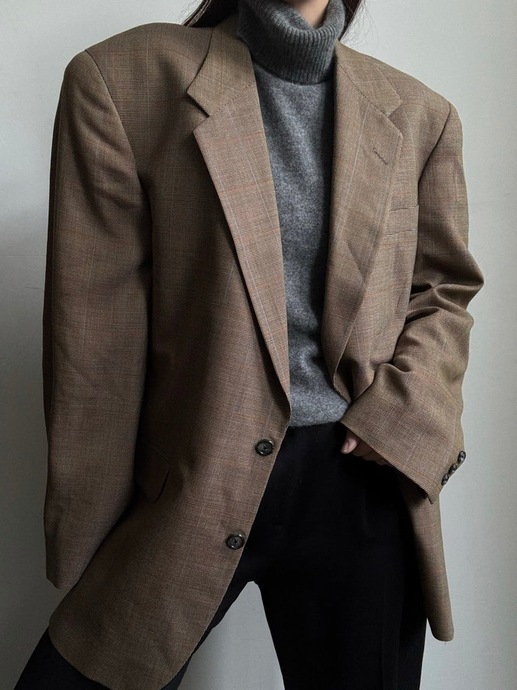 Vintage Tan Plaid Blazer Size Extra Large