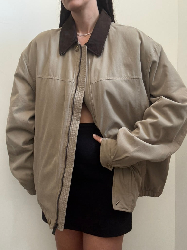 Vintage Tan Bomber Jacket Size XL