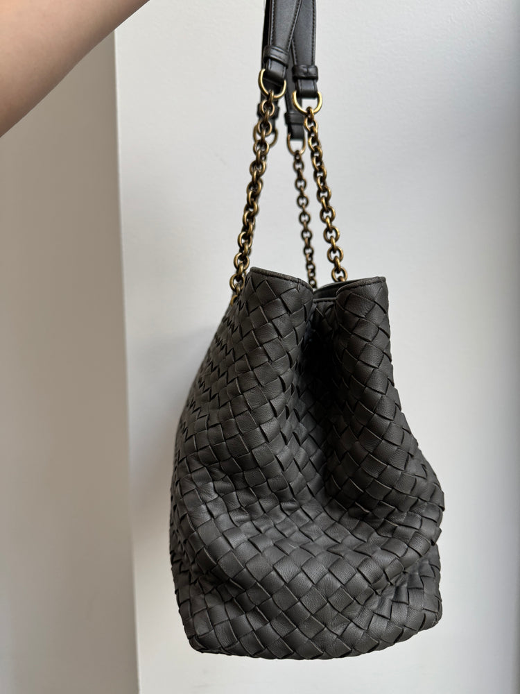 Bottega Veneta Deep Grey Nappa Intrecciato Tote Bag