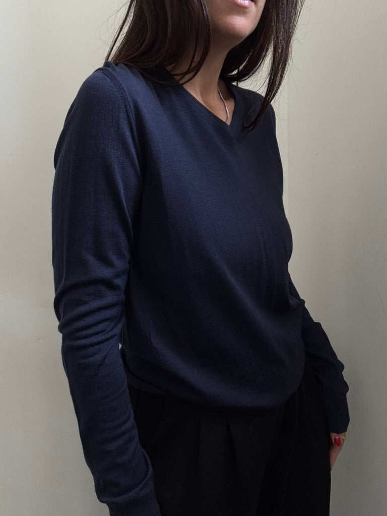 Vintage Giorgio Armani Navy Long Sleeve Knit Size Medium