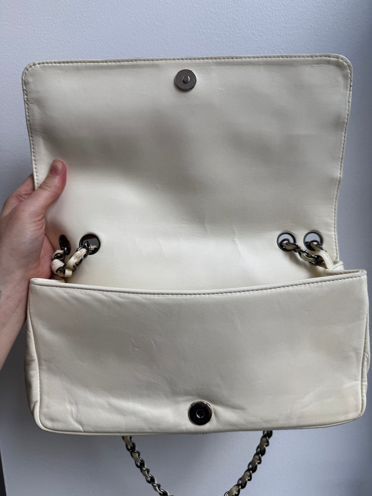 Chanel 2006 Black + White Lambskin Chocolate Bar Chain Flap Bag