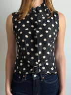 Vintage Polka Dot Silk Buttoned Top Size X-Small