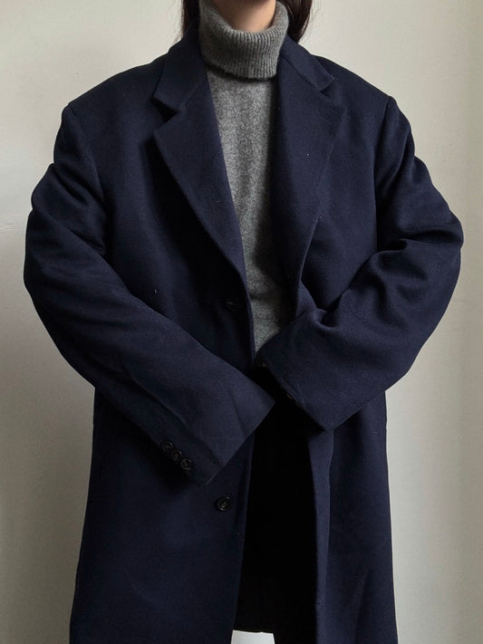Vintage Navy Blue Cashmere Trench Size Large
