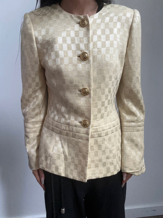Vintage Yellow Check Blazer Size Small