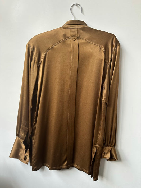 Vintage Brown Silk Escada Blouse Size Small