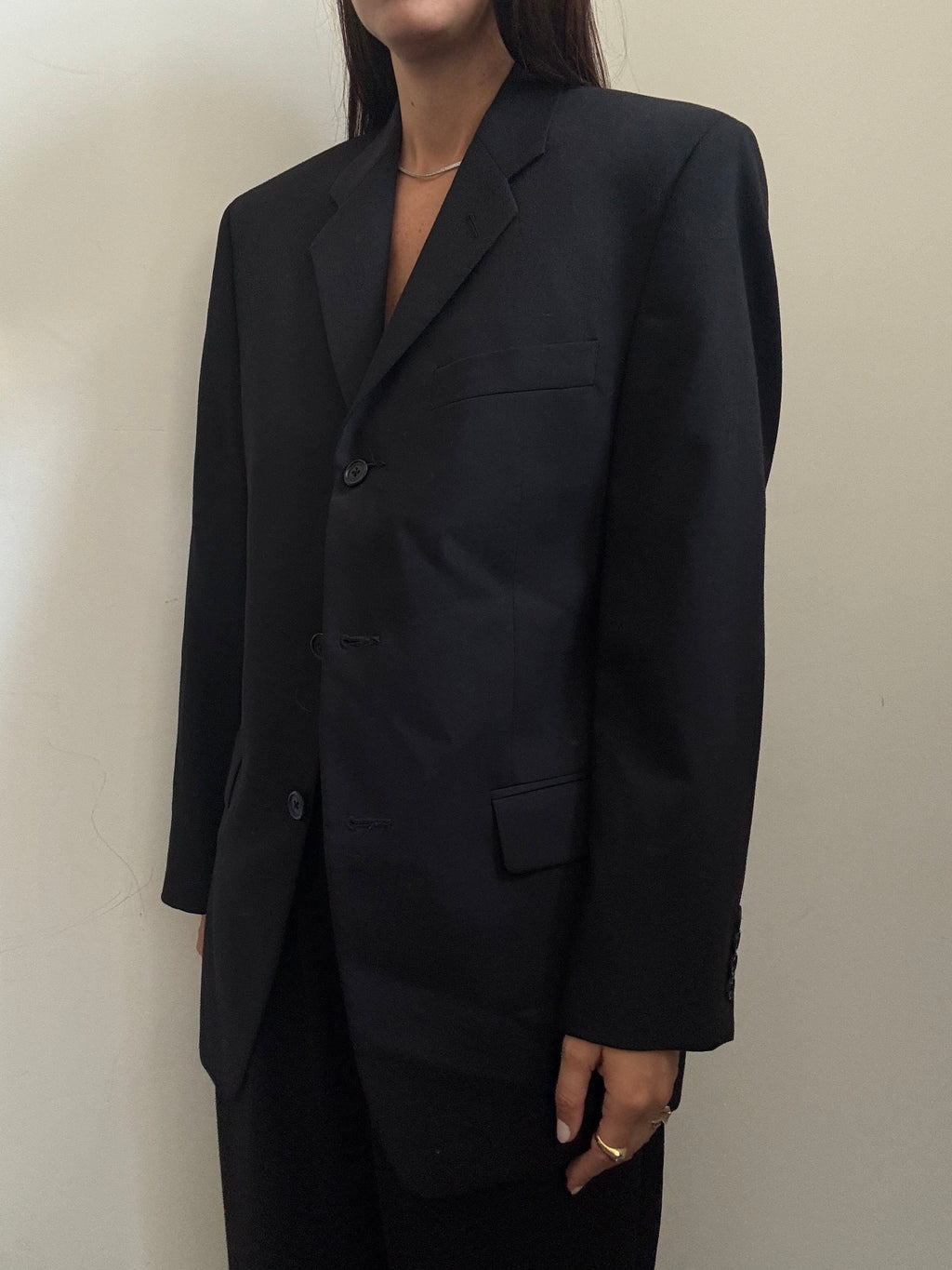 Vintage Calvin Klein Black Wool Blazer Size Medium