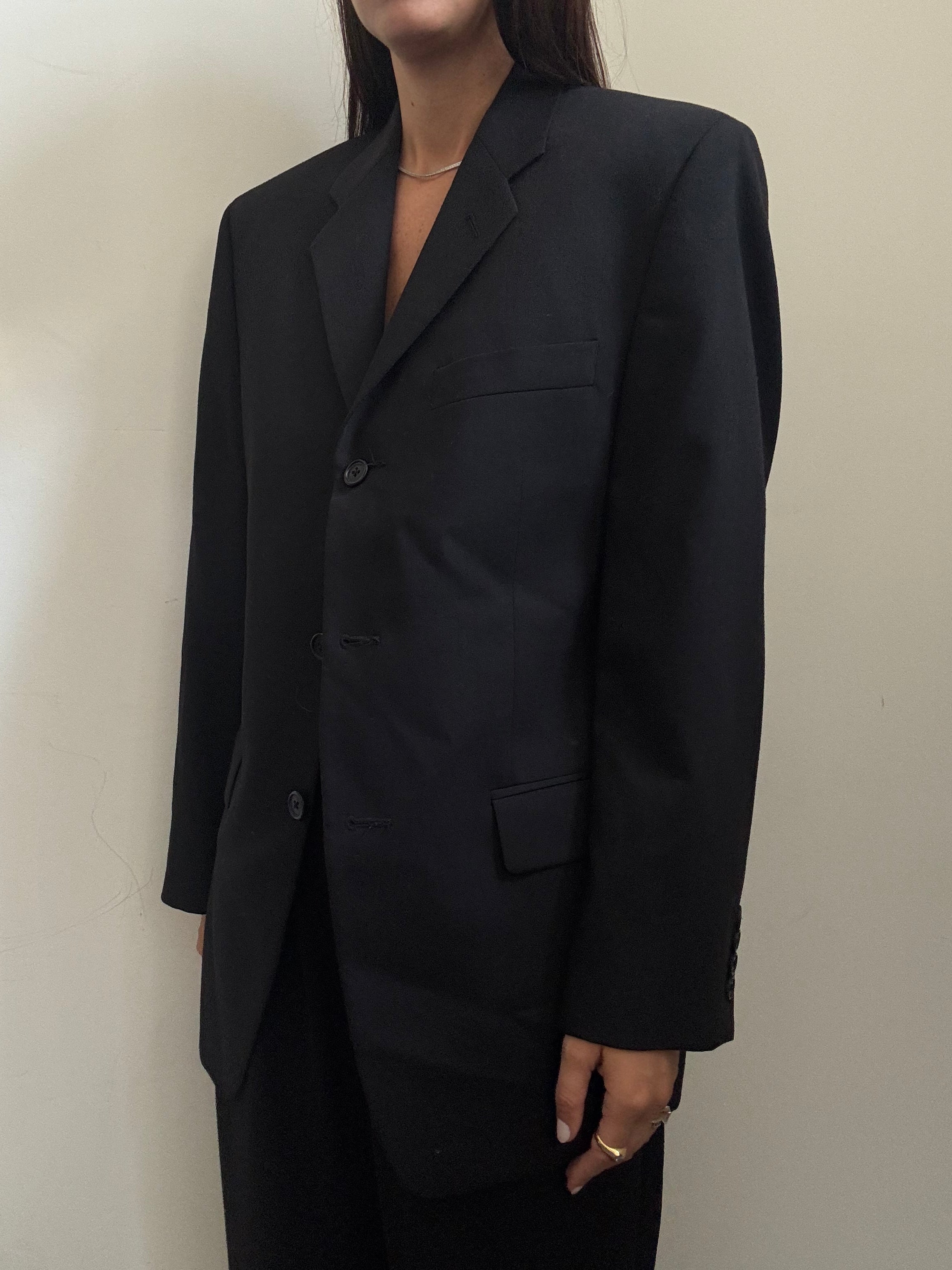 Vintage Calvin Klein Black Wool Blazer Size Medium