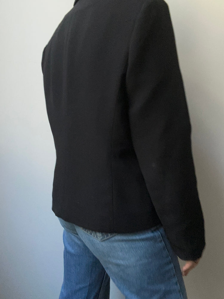 Vintage Black Blazer With Front Tie Closure Size Medium